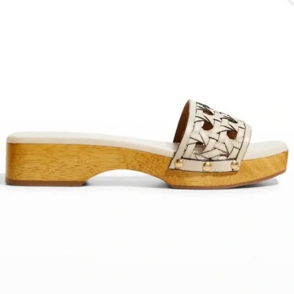 NWT! NEW! Tory Burch basketweave clogs new cream -Women US 7 - Picture 9 of 11